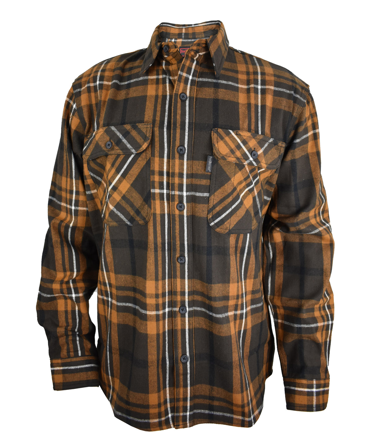 FiveBrother, Men's Heavyweight Flannel Shirt Regular Fit, 5200 2202, Brown