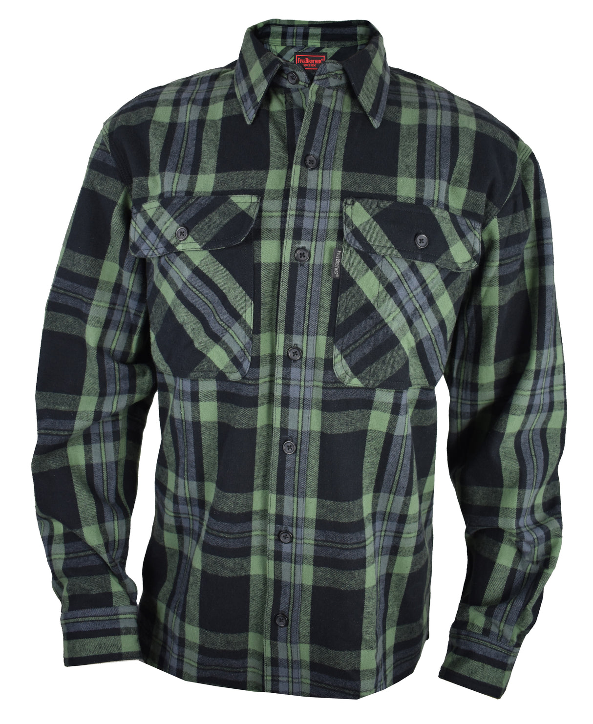 FiveBrother, Men's Heavyweight Flannel Shirt Regular Fit, 5200 2204, Navy/Green