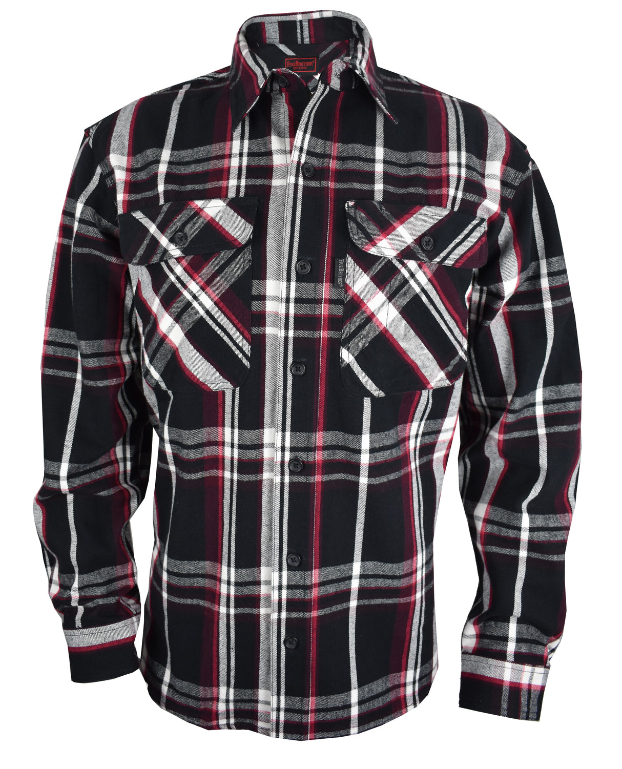 FiveBrother, Men's Heavyweight Flannel Shirt Regular Fit, 5200 2207, Black