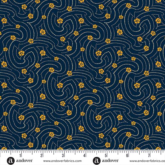 Andover Fabrics Indigo Cheddar 2, A-1141-B, Indigo,