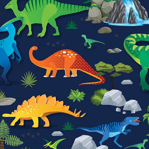 Benartex Dino Friends, 15397-56, Navy,