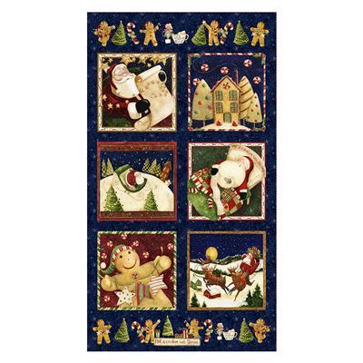Clothworks Gingerbread Christ, Y4117-93, Light Navy, Dan Dipaolo