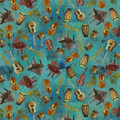 Clothworks Jammin', Y5024-33, Aqua,