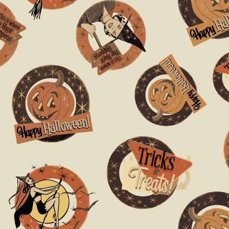 Clothworks, Retro Halloween, Y3246-57, Cream
