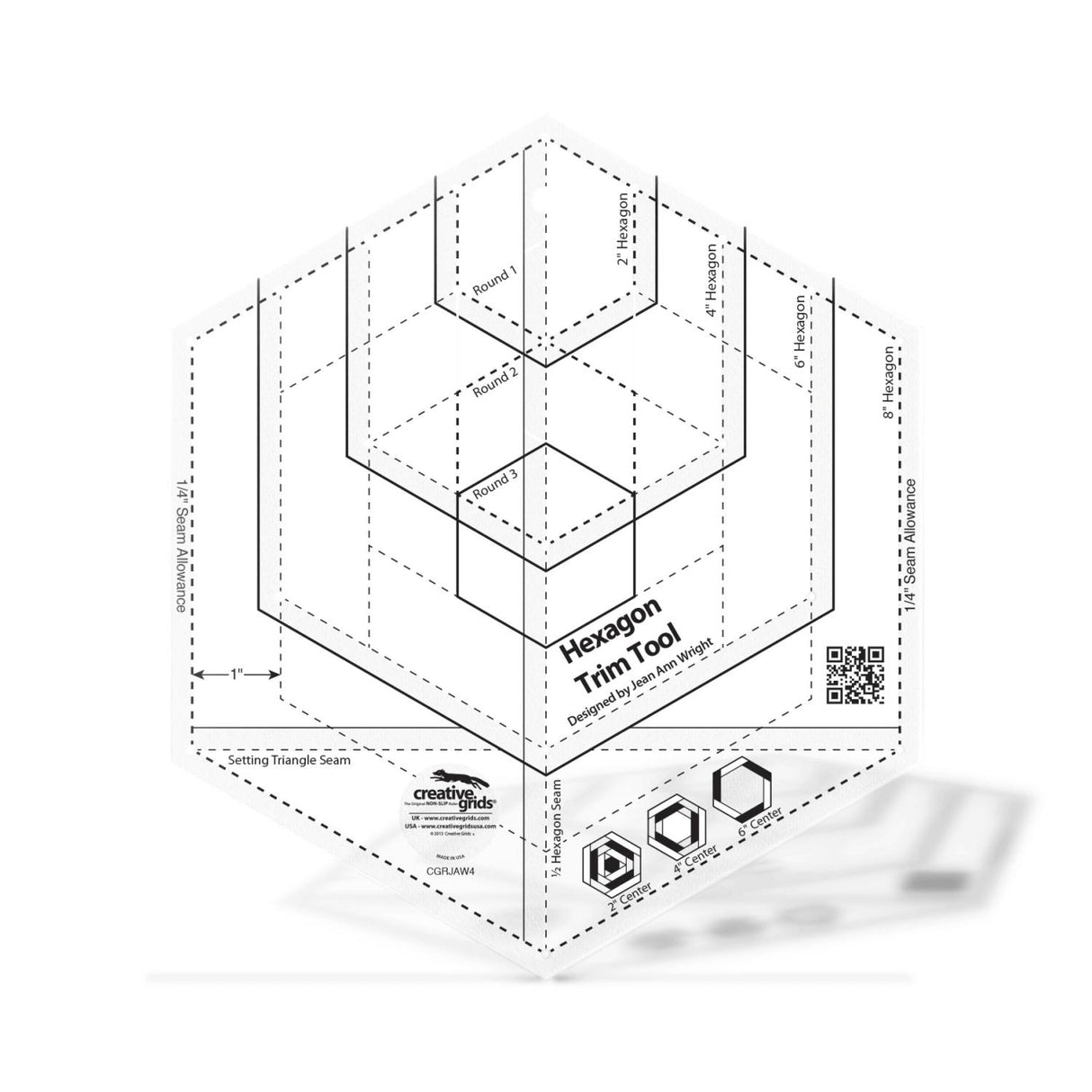 Creative Grids®, Hexagon Trim Tool Ruler, CGRJAW4