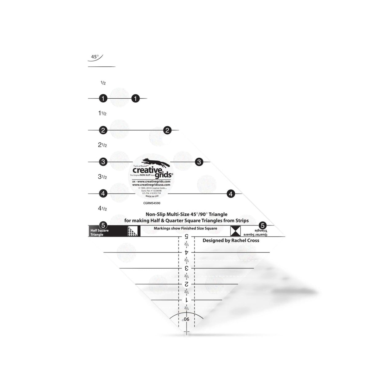 Creative Grids® Multi-Size 45° & 90° Triangle Ruler, CGRMS4590