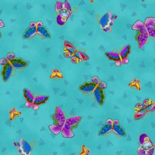 Feline Frolic - Butterflies, Y2800-33M, Aqua