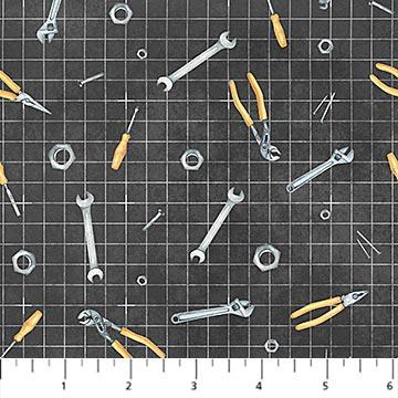 Figo Fabrics Little Builders, 91354-96, Smoke,