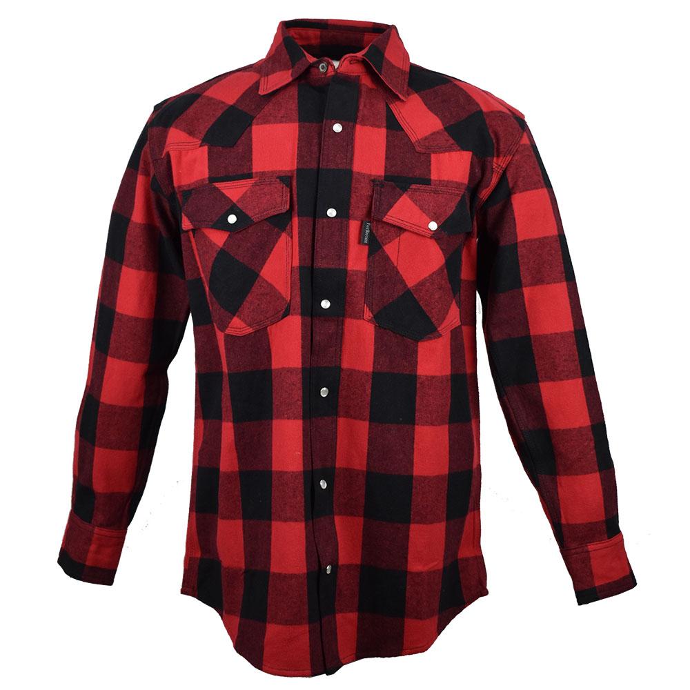 FiveBrother, Men's Heavyweight Flannel Shirt Regular Fit, 5200 2004, Red/Black