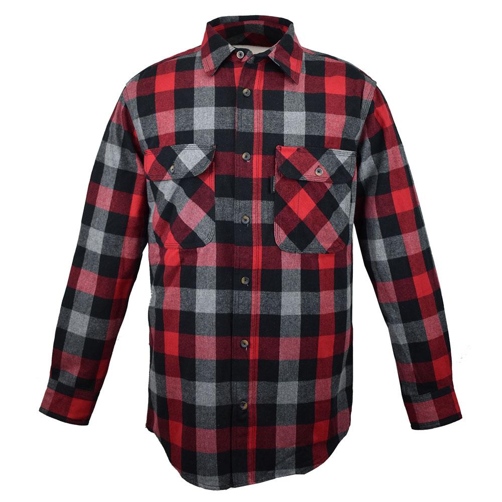 FiveBrother, Men's Heavyweight Flannel Shirt Regular Fit, 5200 PL-1 A, Red/Grey