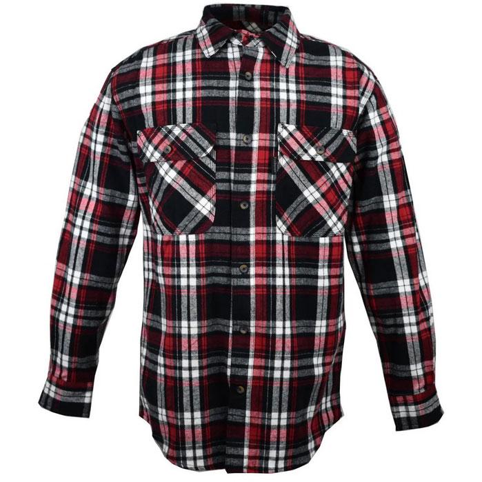 FiveBrother, Men's Heavyweight Flannel Shirt Regular Fit, 5200 PL-1 B, Black
