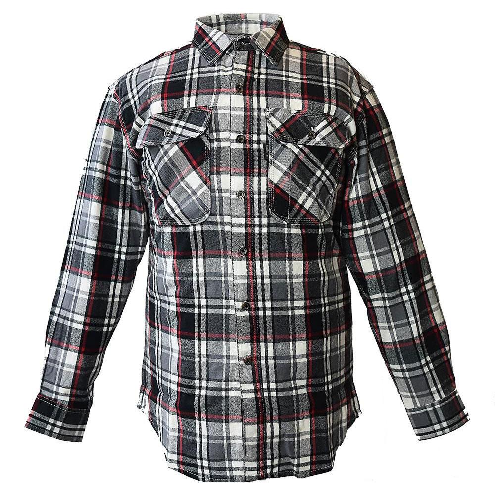 FiveBrother, Men's Heavyweight Flannel Shirt Regular Fit, 5200 PL-6 A, WHITE