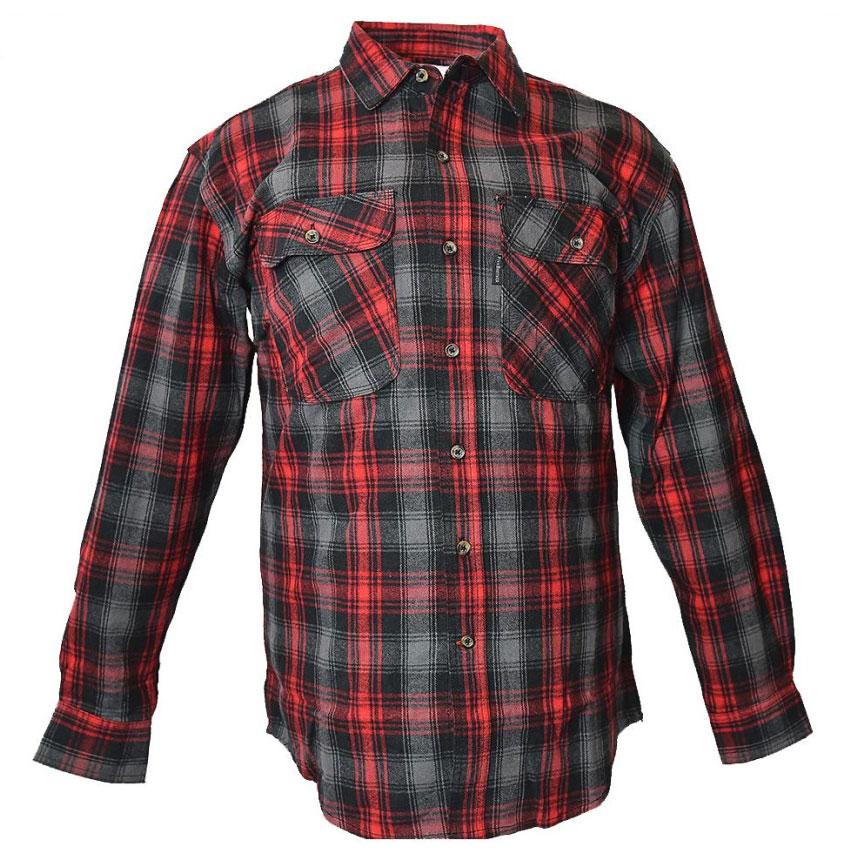 FiveBrother, Men's Heavyweight Flannel Shirt Regular Fit, 5200 PL-6 B, Black/Red