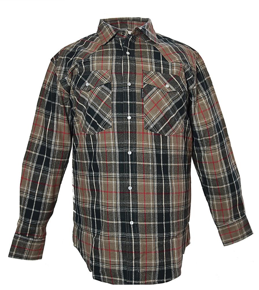 FiveBrother, Men's Heavyweight Regular Fit Western Flannel Snap Shirt, 5201 PL-2 A