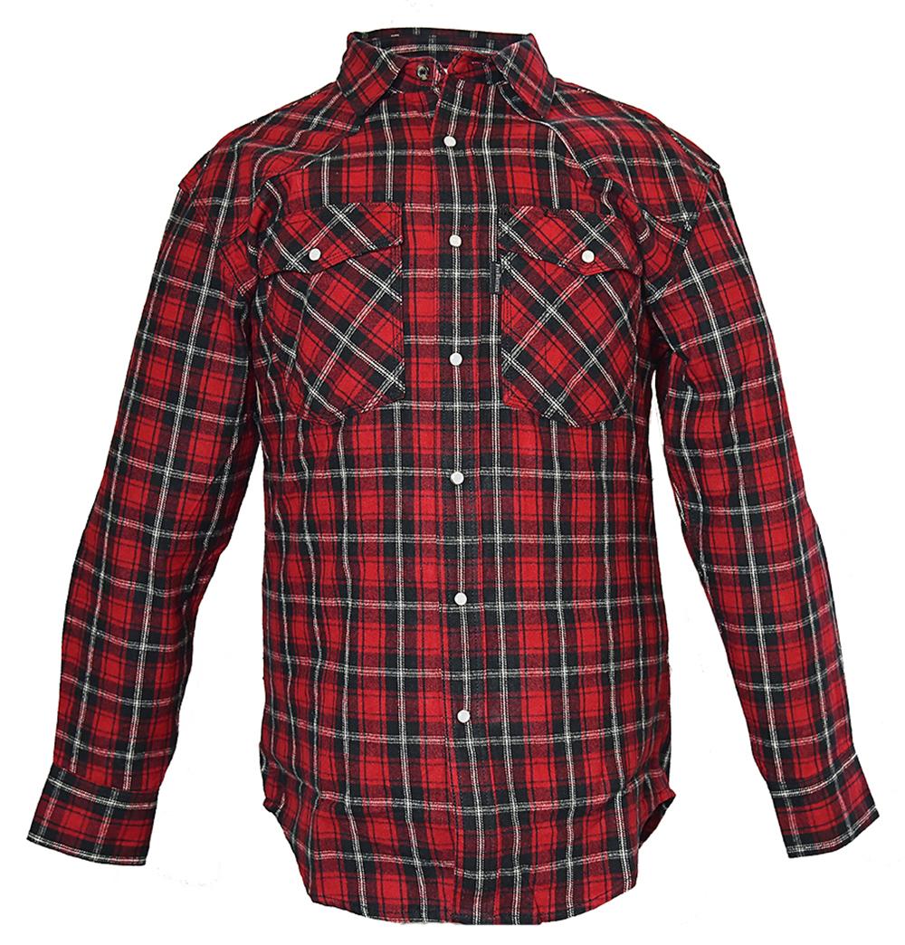 FiveBrother, Men's Heavyweight Regular Fit Western Flannel Snap Shirt, 5201 PL-2 B, LT