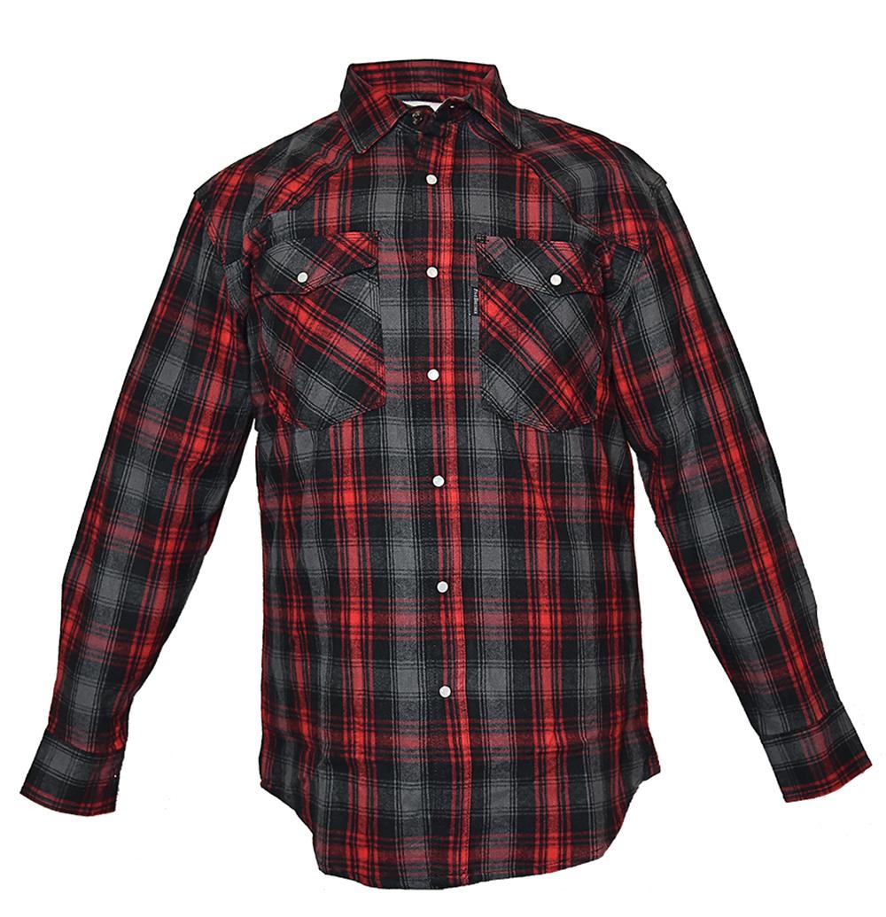 FiveBrother, Men's Heavyweight Regular Fit Western Flannel Snap Shirt, 5201 PL-6 B
