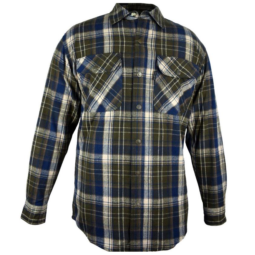 FiveBrother, Metal Snap Front Flannel Shirt, 5901 PL-8 B, Brown/Blue