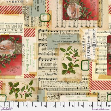 Freespirit Fabrics Holidays Past, PWTH195.MULTI, Multi, Tim Holtz