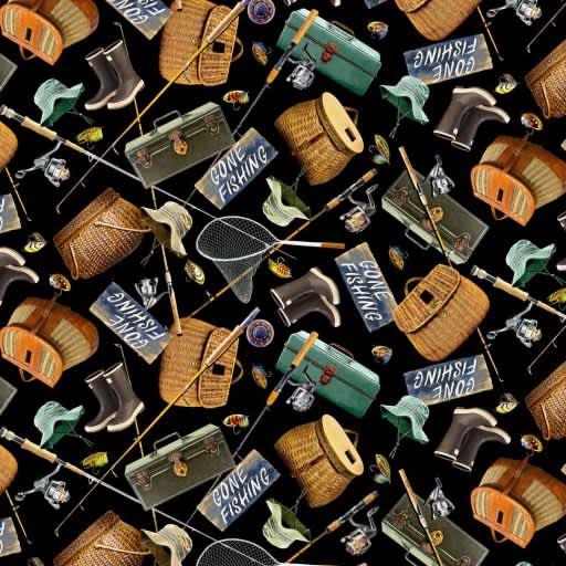 Gone Fishing - Fishing Gear, NATURE-C6403-BLACK, Black