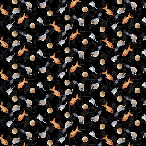 Henry Glass Quilted Kitties, Q-1069-99, Black, Robert Giordano