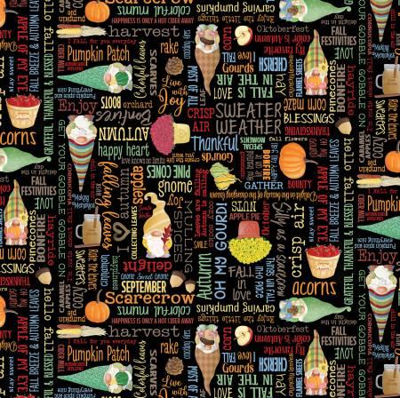 KANVAS by Benartex, Falling for Gnomes, 14240B-12, Black