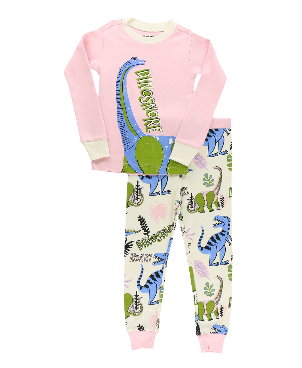 Lazy One, Girl Dino Snore PJ Set, KID988A, Pink