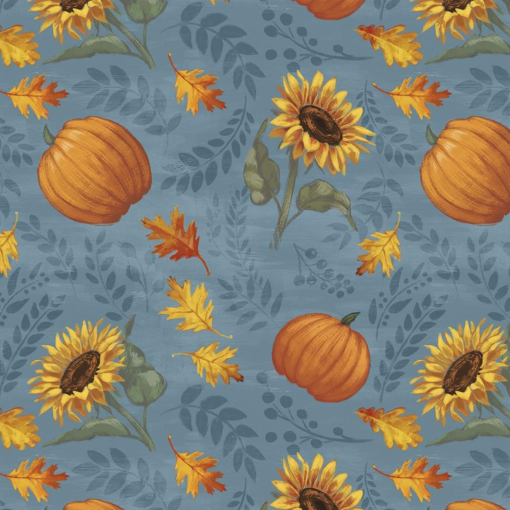 Lumin Fabrics Harvest Delight, W135-012-526, Blue,