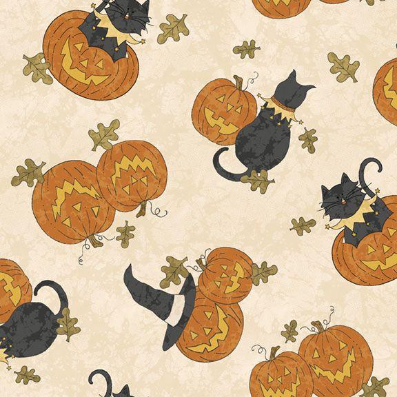 Marcus Fabrics, Halloween Haunts, R191903D, Multi, Pumpkins