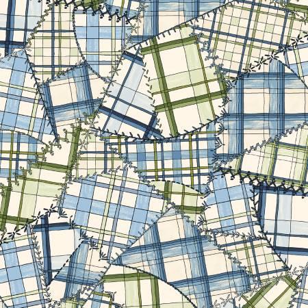 Maywood Studio, E E Schenck, Sweater Weather, Blue Crazy Quilt