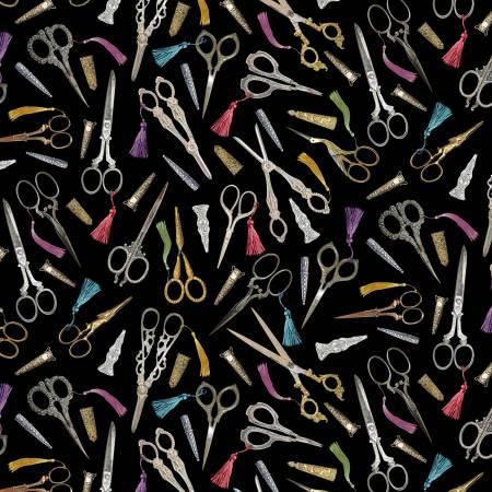 Michael Miller, Aimee Stewart, Vintage Sewing Stash, DDC11024-BLAC, Black