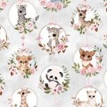 Michael Miller Animal Babies, DDC11623-GRAY-D, Gray, Pretty Little Lines