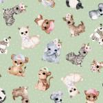 Michael Miller Animal Babies, DDC11624-GREE-D, Green, Pretty Little Lines