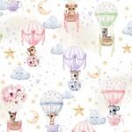 Michael Miller Animal Babies, DDC11625-WHIT-D, White, Pretty Little Lines