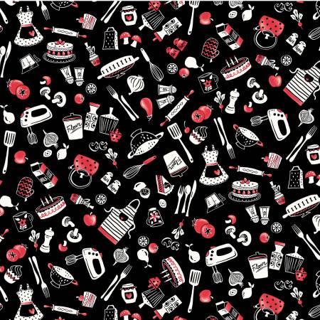 Michael Miller, Kiss the Cook, CX9755-BLAC, Black