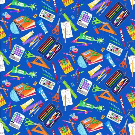 Michael Miller, MMF Collection, Back to School, CX10950-BLUE-D, Blue