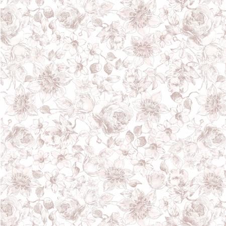 Michael Miller, Rosy, DCX10064-BWHT, Bright White