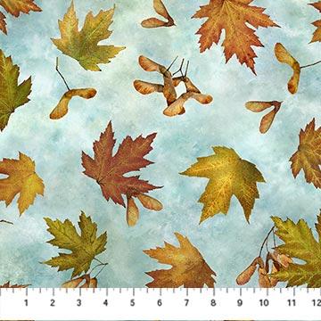 Northcott Autumn Splendor, DP26684-62, Lt Teal Multi, Linda Ludovico