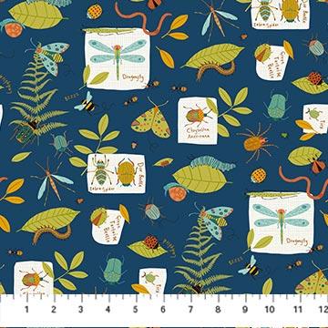 Northcott, Deborah Edwards, Backyard Bugs, 27298-49, Navy/Multi