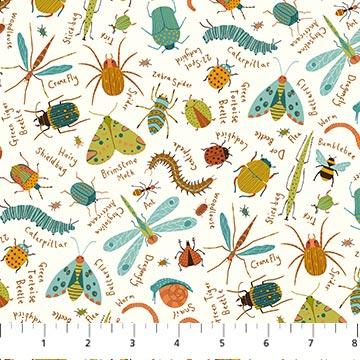 Northcott, Deborah Edwards, Backyard Bugs, 27299-11, Cream/Multi