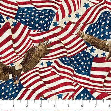 Northcott Stars And Stripes 12, 27013-11, Cream/Multi, Linda Ludovico