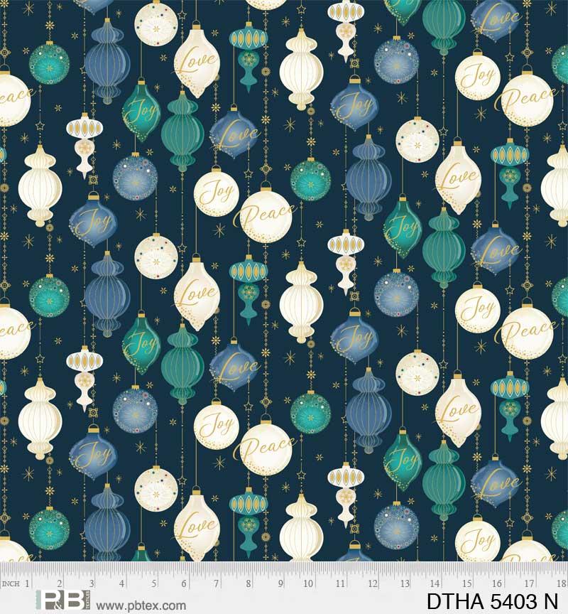 P & B Textiles Deco The Halls, DTHA5403 N, Blue, Jennifer Ellory