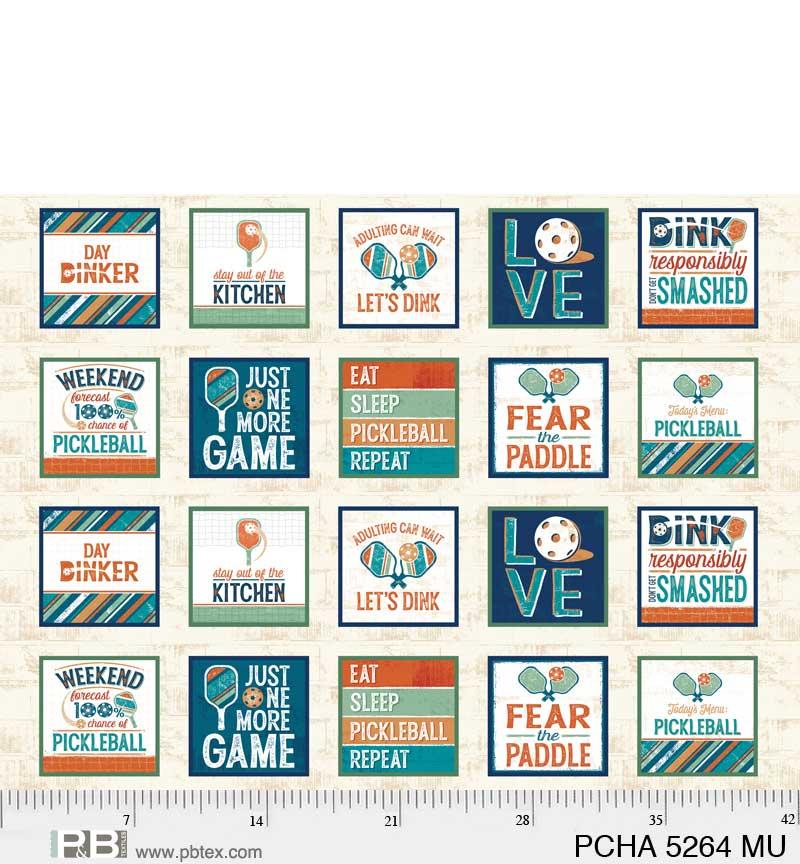P & B Textiles Pickleball Champ, PCHA 5264 MU, Cream/Multi, Courtney Morganstern