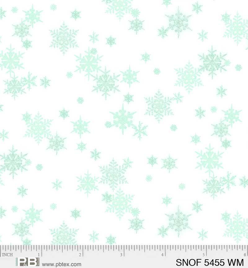 P & B Textiles Snowfall, SNOF 5455 WM, White/Mint, Geetanjali Behere