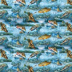 Qt Fabrics The Lure Of Fishin, 2600 32124 B, Blue,