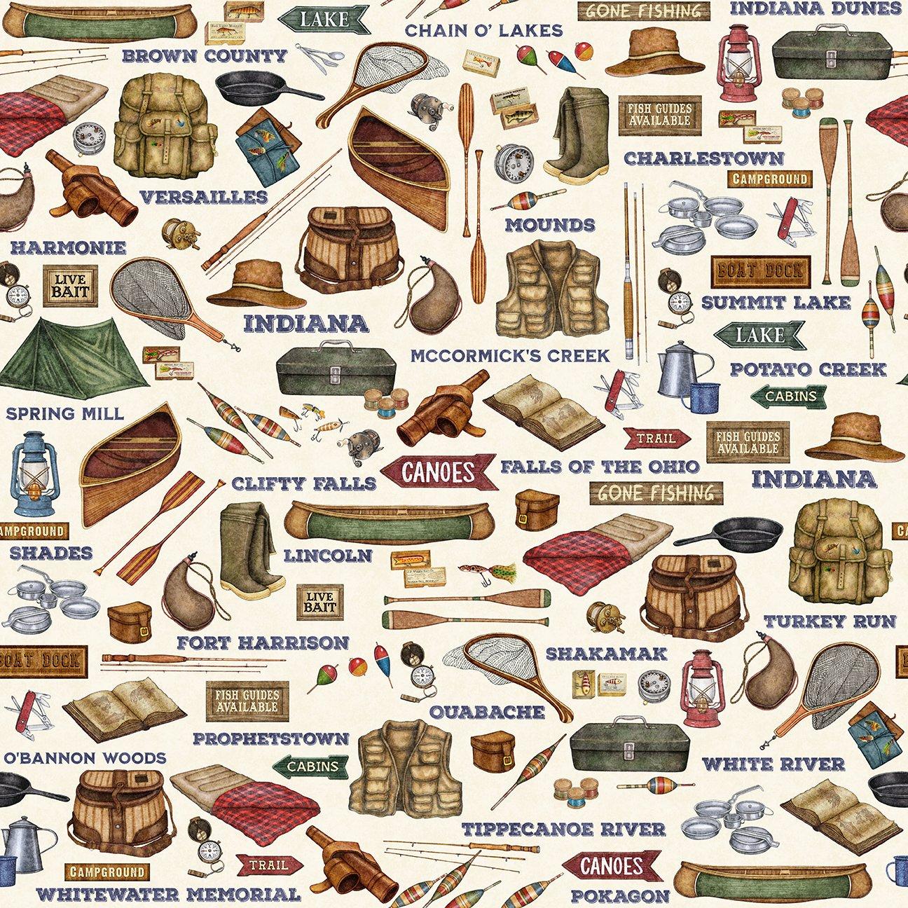 Quilting Treasures, All Indiana Shop Hop 2025, 2600-31108-E, Cream