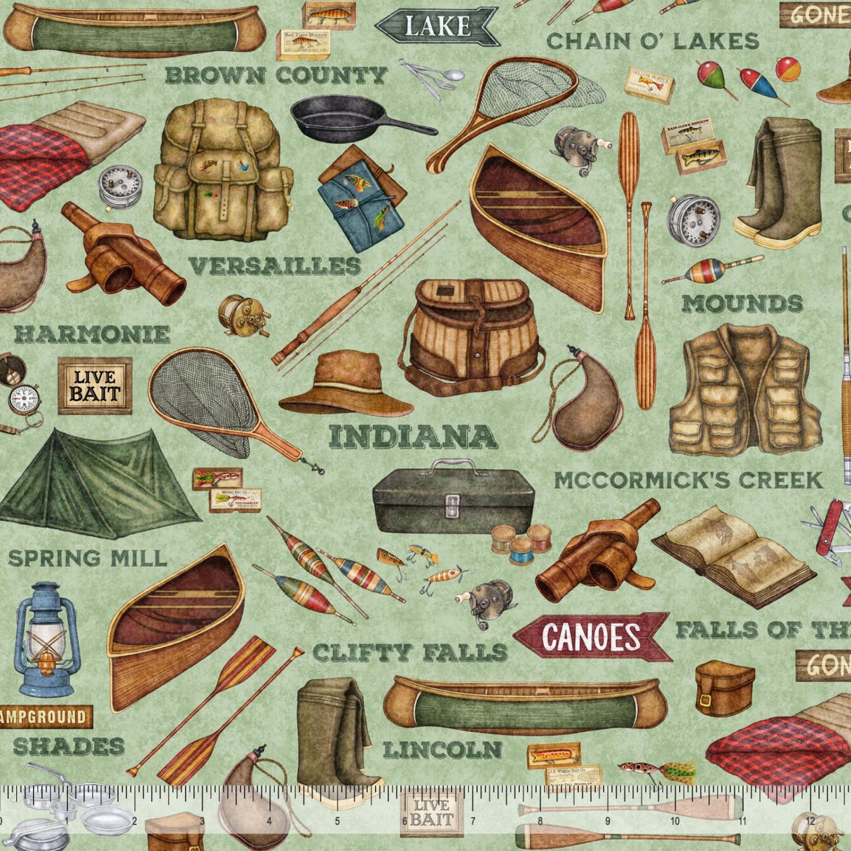 Quilting Treasures, All Indiana Shop Hop 2025, 7777-31108-HMINK, Sage