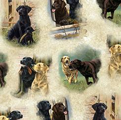 Quilting Treasures For The Love Of Labs, 2600 30308 E, Cream,