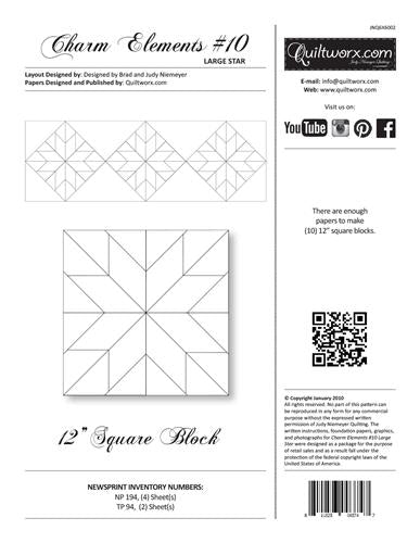 Quiltworx, Charm Element #10 Large Star, JNQ6X6002