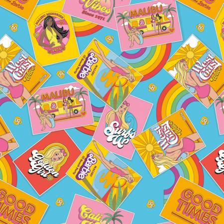 Riley Blake Designs Malibu Barbie Icons, C11721-BLUE, Blue