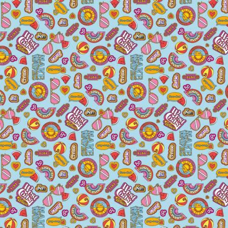 Riley Blake Designs Malibu Barbie Icons, C11724-BLUE, Blue
